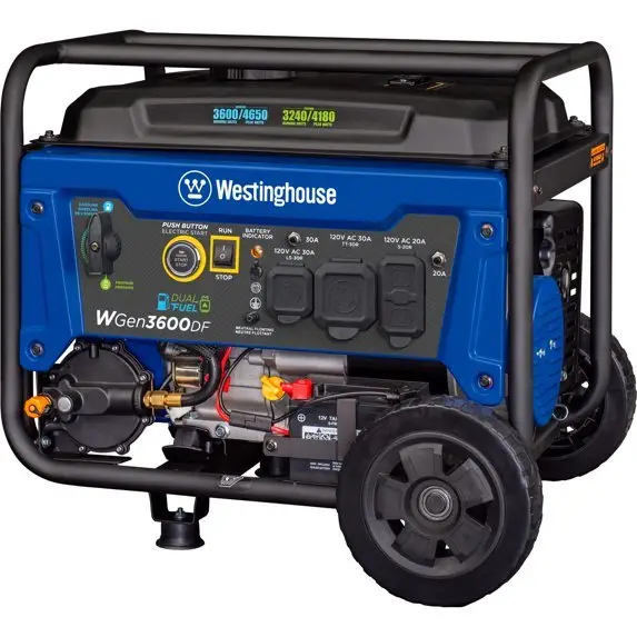 Westinghouse 4650 Peak Watt Dual Fuel Portable Generator, Remote Electric Start, RV Ready Outlets. - Image 1