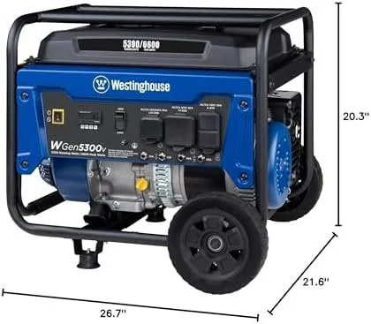Westinghouse 6600 Peak Watt Home Backup Portable Generator, Transfer Switch Ready 30A Outlet, RV Ready 30A Outlets. - Image 1