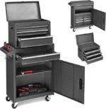 Winado 4-Drawer Rolling Tool Chest with Wheels & Lock, Tool Box with Large Storage Cabinet and Adjustable Shelf, Removable Portable Top Box for Garage, Warehouse, Factory