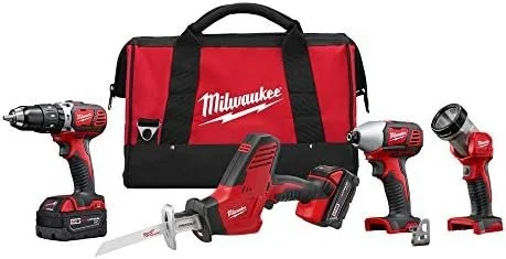 Milwaukee 2695-24 M18 18V Cordless Power Tool Combo Kit with Hammer Drill, Impact Driver, Reciprocating Saw, and Work Light (2 Batteries, Charger, and Tool Case Included) - Image 1