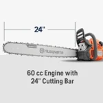 Husqvarna 460 Rancher Gas Powered Chainsaw, 60.3-cc 3.6-HP, 2-Cycle X-Torq Engine, 24 Inch Chainsaw with Automatic Adjustable Oil Pump, For Wood Cutting, Tree Trimming and Land Clearings