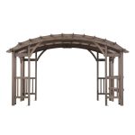 SummerCove 10 ft. x 14 ft. Light Gray Cedar Frame Arched Pergola with Shelves - Image 13